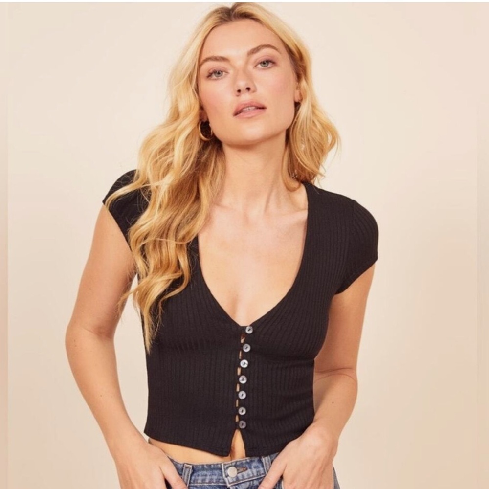 Reformation Nell Knit Top - Black
